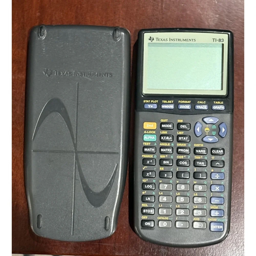 Texas Instruments TI-83 Plus Black Graphing Calculator Cover Works and Tested